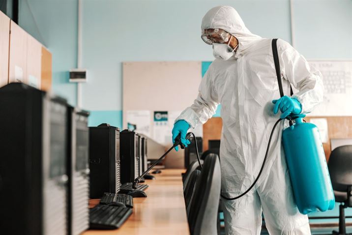 Cleaning team at work ensuring a spotless environment
